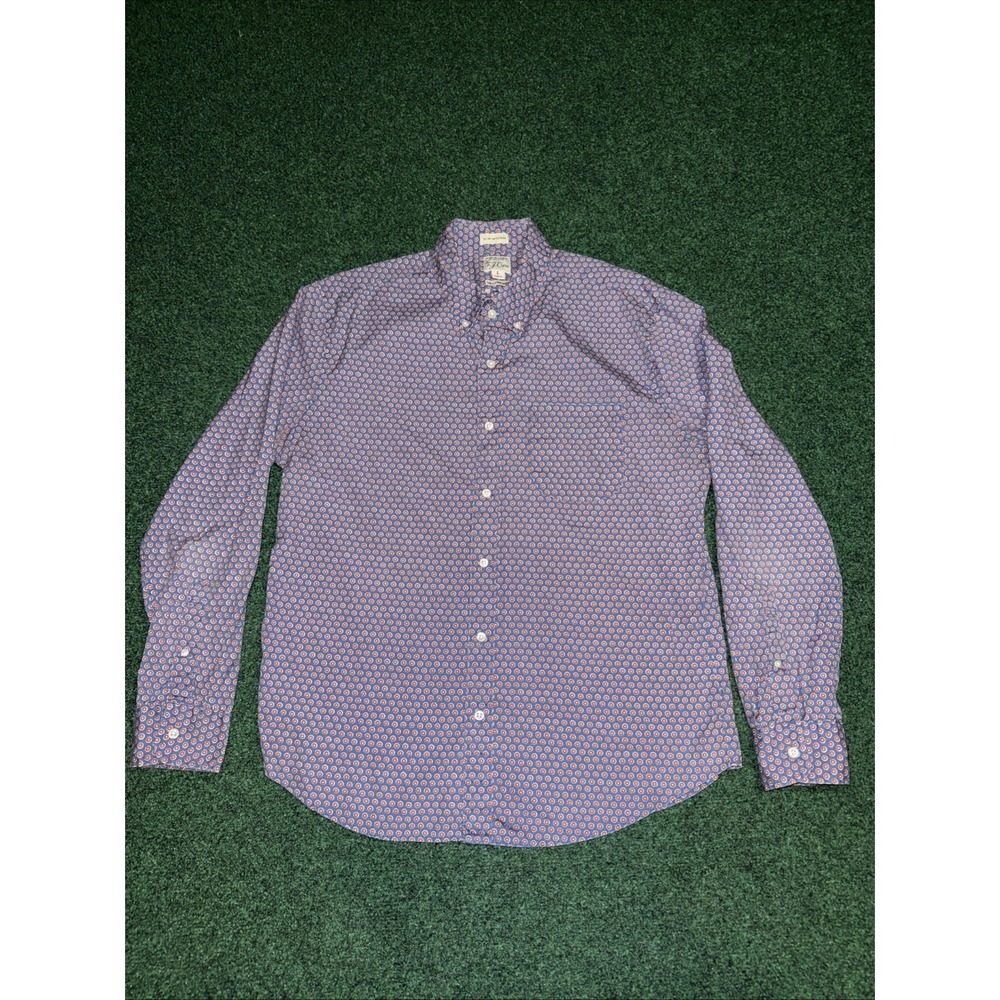 J Crew Shirt Men's Large Blue Floral Classic Secret Wash Stretch A13